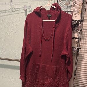 Torrid Maroon Knit Sweater Hoodie Dress for Women